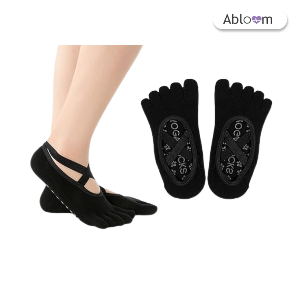 ถุงเท้าโยคะแยกนิ้ว แบบปิดนิ้วเท้า ABLOOM 0210030004019_สีดำ